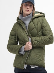 Barbour® Olive Green Erin Relaxed Fit Quilted Puffer Jacket - Image 4 of 7