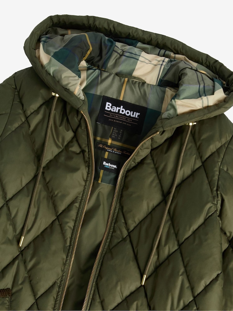 Barbour® Olive Green Erin Relaxed Fit Quilted Puffer Jacket - Image 7 of 7