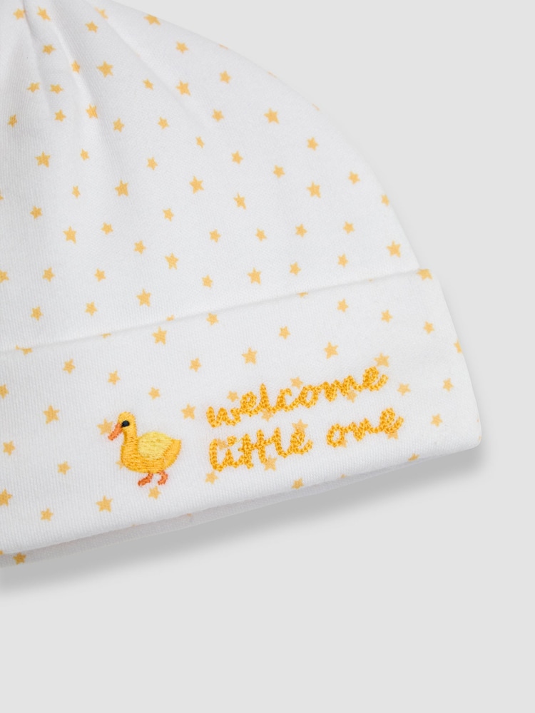 JoJo Maman Bébé White Welcome Little One Hat - Image 3 of 3