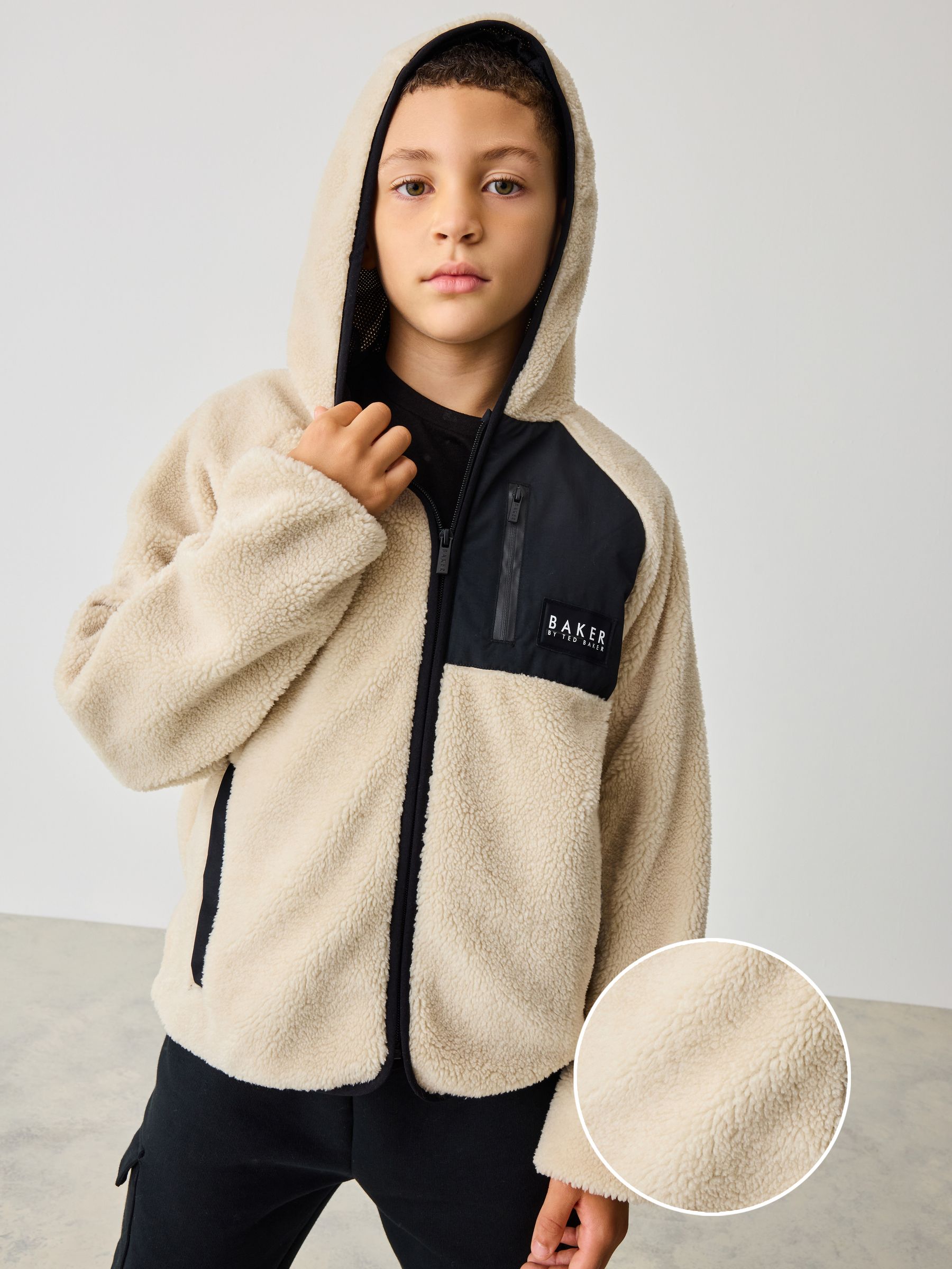 Buy Baker by Ted Baker Cream Hooded Zip Through Fleece from Next Luxembourg