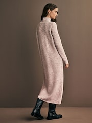 Neutral High Neck Long Sleeve Maxi Knitted Jumper Dress - Image 3 of 7
