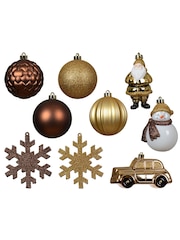 Decoris Gold/Brown Decoris 25 Piece Shatterproof Christmas Baubles - Image 2 of 3