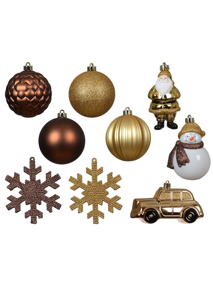 Decoris Gold/Brown Decoris 25 Piece Shatterproof Christmas Baubles - Image 2 of 3