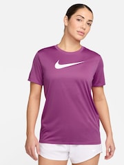 Nike Purple Dri-FIT Graphic Swoosh Short Sleeve T-Shirt - Image 1 of 3