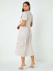 Dusk Yellow Ditsy Spot Print Button Down Dress - Image 2 of 5