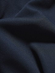 Tailored Athlete Blue Muscle Fit Tipped Textured Open Collar Polo Shirt - Image 7 of 7