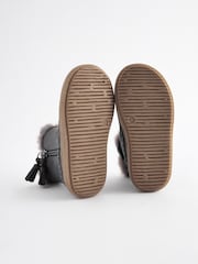 Charcoal Grey Faux Fur Lined Tassel Ankle Boots - Image 4 of 5