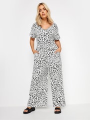 Yours Curve Leaf Drawcord 100% Cotton Jumpsuit - Imagen 2 de 5