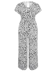 Yours Curve Leaf Drawcord 100% Cotton Jumpsuit - Imagen 5 de 5
