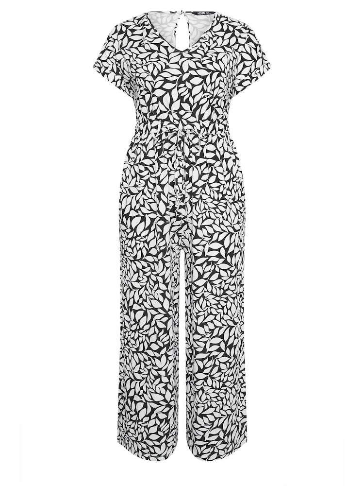 Yours Curve Leaf Drawcord 100% Cotton Jumpsuit - Imagen 5 de 5