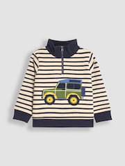 JoJo Maman Bébé Natural Jeep Applique Half Zip Sweatshirt - Image 1 of 3