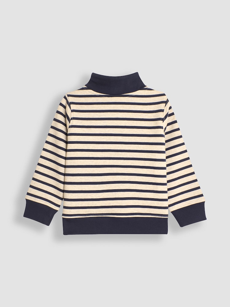 JoJo Maman Bébé Natural Jeep Applique Half Zip Sweatshirt - Image 2 of 3