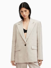 AllSaints Brown Whitney Blazer - Image 1 of 8