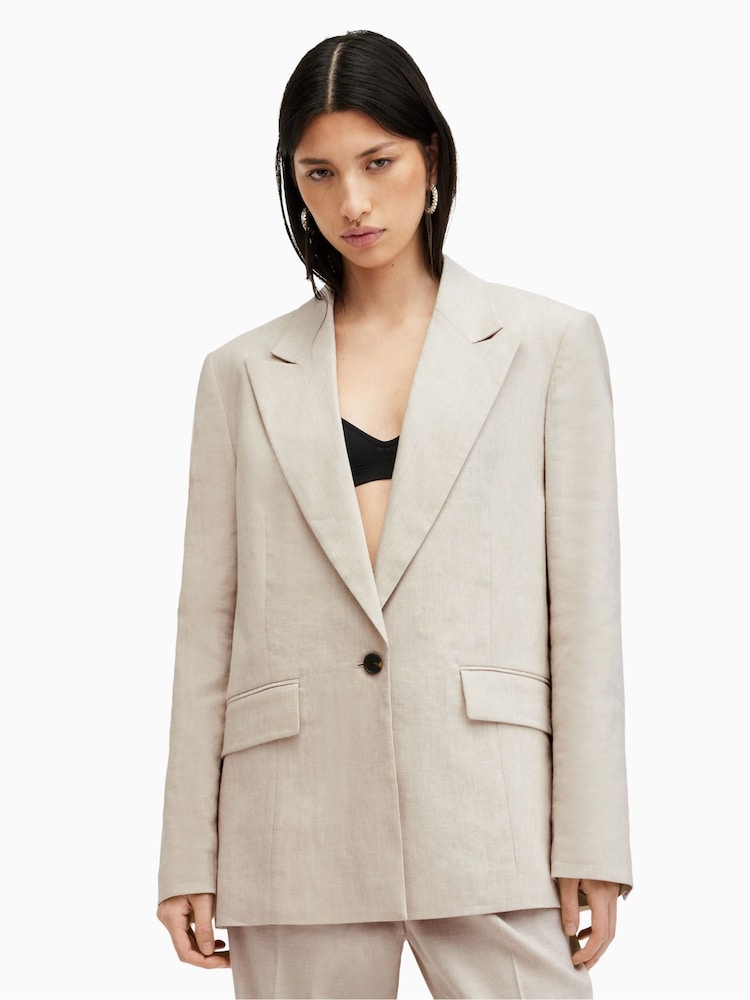 AllSaints Brown Whitney Blazer - Image 1 of 8