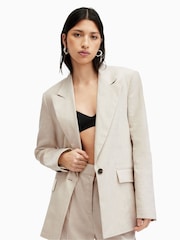 AllSaints Brown Whitney Blazer - Image 3 of 8