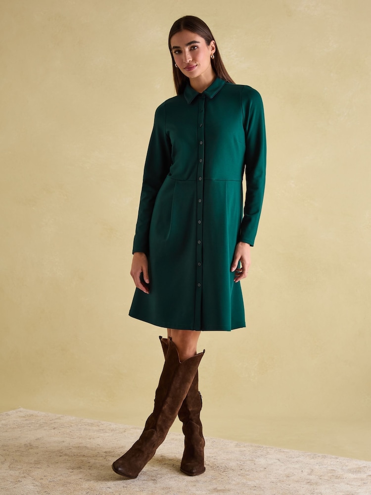 Joules Tallie Green Long Sleeve Jersey Ponte Dress - Image 1 of 6 Joules Tallie Green Long Sleeve Jersey Ponte Dress - Image 1 of 6