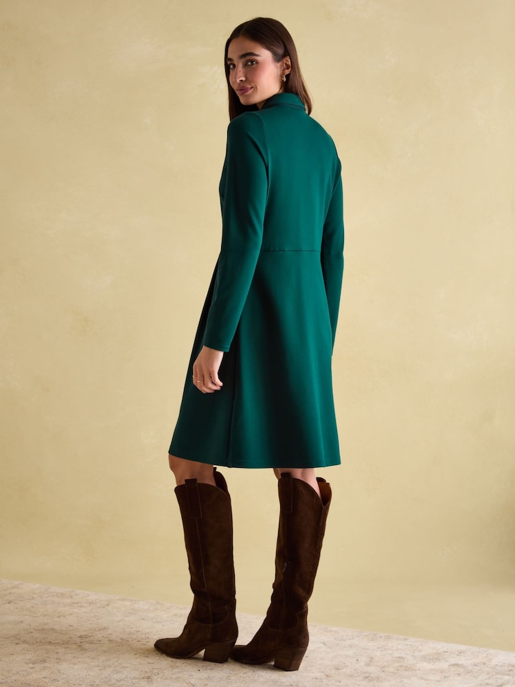 Joules Tallie Green Long Sleeve Jersey Ponte Dress - Image 2 of 6 Joules Tallie Green Long Sleeve Jersey Ponte Dress - Image 2 of 6