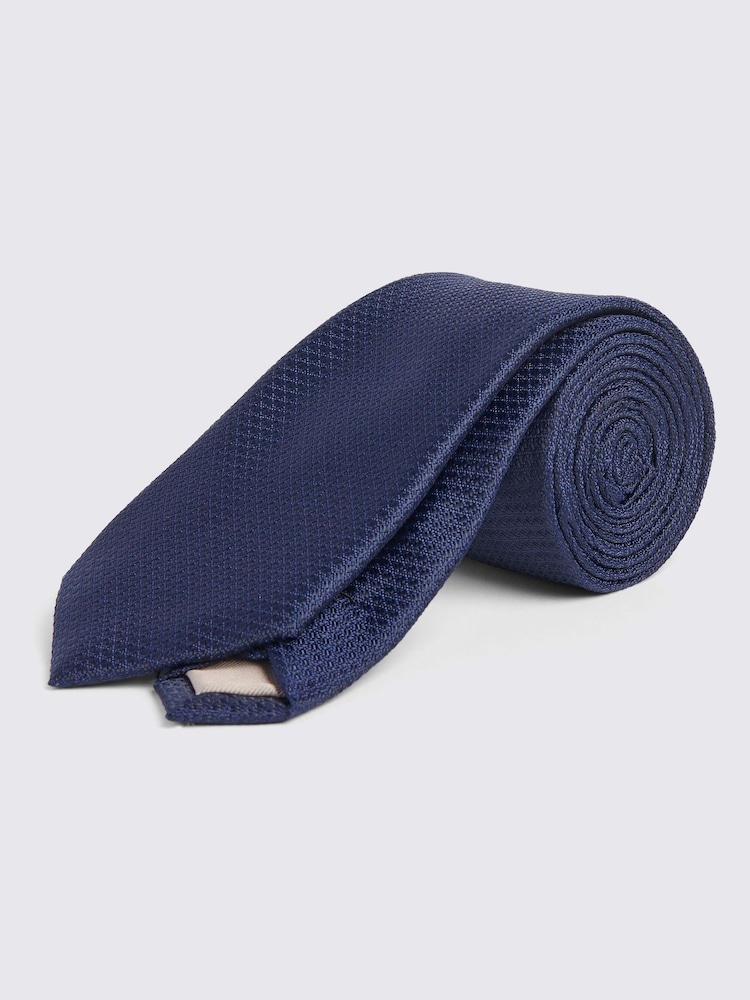 MOSS Dark Blue Textured Tie - Image 1 of 4 MOSS Dark Blue Textured Tie - Image 1 of 4