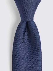 MOSS Dark Blue Textured Tie - Image 2 of 4