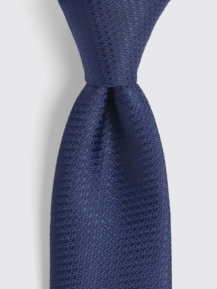 MOSS Dark Blue Textured Tie - Image 2 of 4 MOSS Dark Blue Textured Tie - Image 2 of 4