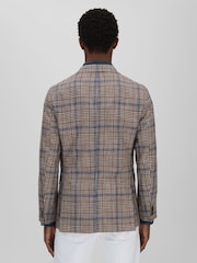 Oscar Jacobson Cotton Linen Single Breasted Check Blazer - Image 4 of 6