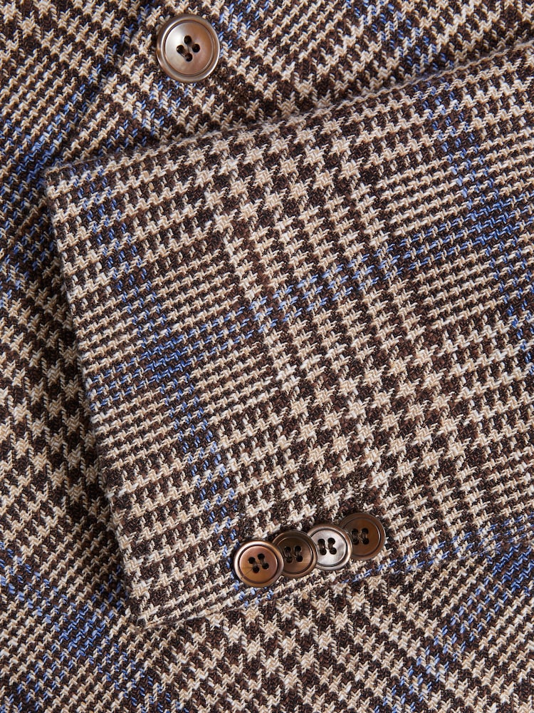 Oscar Jacobson Cotton Linen Single Breasted Check Blazer - Image 6 of 6