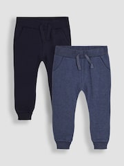 Navy Blue & Denim Blue - JoJo Maman Bébé 2-Pack Joggers with Turn Up Cuff - Bild 1 von 5