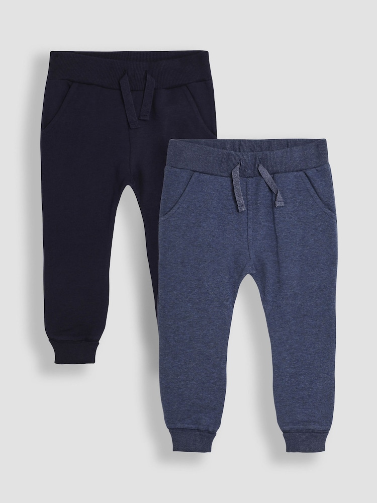 Navy Blue & Denim Blue - JoJo Maman Bébé 2-Pack Joggers with Turn Up Cuff - Bild 1 von 5
