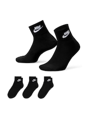 Nike Black Everyday Essential Ankle 100% Cotton Socks 3 Pack - Image 1 of 4