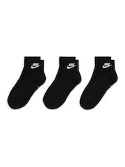 Nike Black Everyday Essential Ankle 100% Cotton Socks 3 Pack - Image 2 of 4