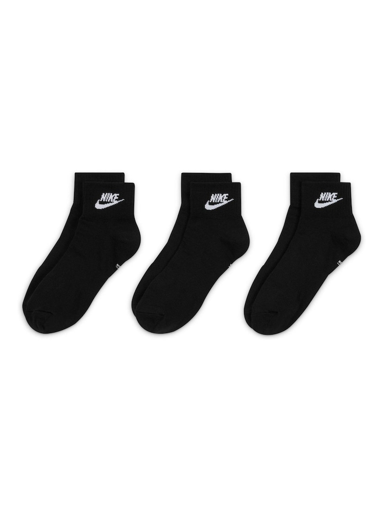 Nike Black Everyday Essential Ankle 100% Cotton Socks 3 Pack - Image 2 of 4