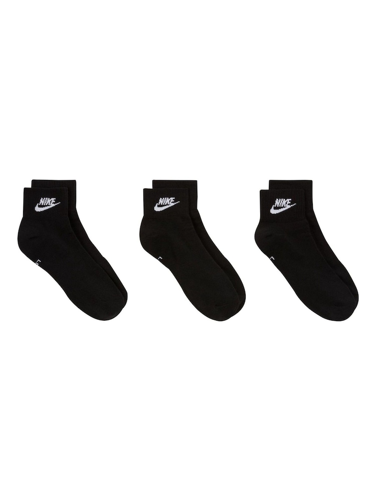 Чорний - Nike Everyday базові Ankle 100% Cotton шкарпетки 3 набір - Image 3 of 4