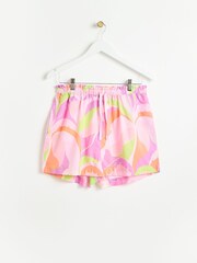 Oliver Bonas Pink 100% Cotton Abstract Palm Top and Shorts Pyjama Set - Image 5 of 8