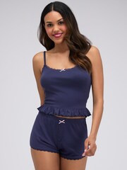 Boux Avenue Blue Frill Pointelle Short Pyjamas Set - Image 1 of 6