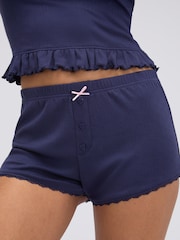 Boux Avenue Blue Frill Pointelle Short Pyjamas Set - Image 5 of 6