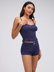 Boux Avenue Blue Frill Pointelle Short Pyjamas Set - Image 6 of 6