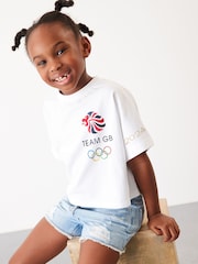 White 100% Cotton Team Great Britain Boxy T-Shirt (3-16yrs) - Image 1 of 7