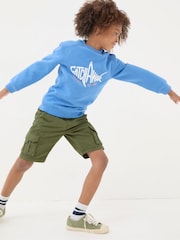 FatFace Blue Shark Crew Sweatshirt - Image 1 of 5