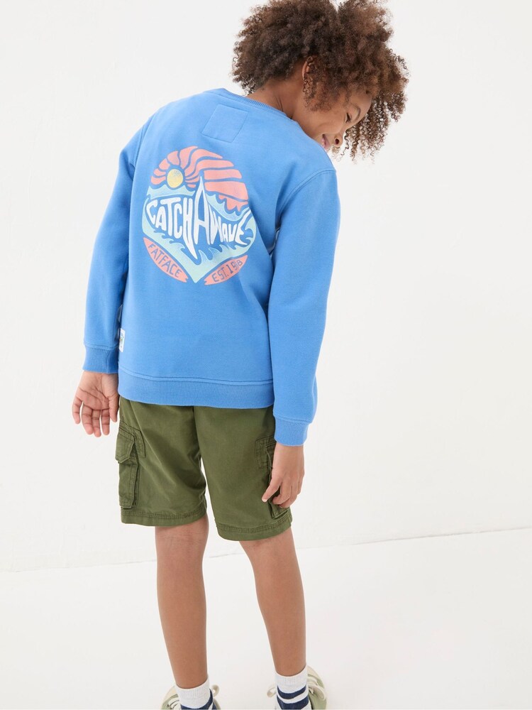 FatFace Blue Shark Crew Sweatshirt - Image 2 of 5
