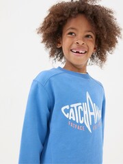 FatFace Blue Shark Crew Sweatshirt - Image 3 of 5