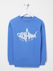 FatFace Blue Shark Crew Sweatshirt - Image 4 of 5