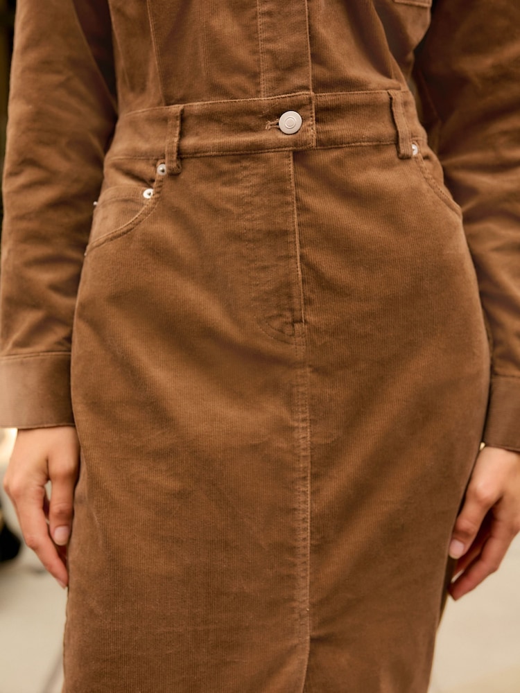 Buy Chestnut Brown Corduroy Midi Dress from the Next UK online shop