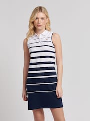 U.S. Polo Assn. Blue Womens Striped Sleeveless Polo Dress - Image 1 of 4