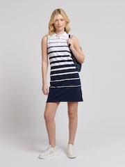 U.S. Polo Assn. Blue Womens Striped Sleeveless Polo Dress - Image 3 of 4