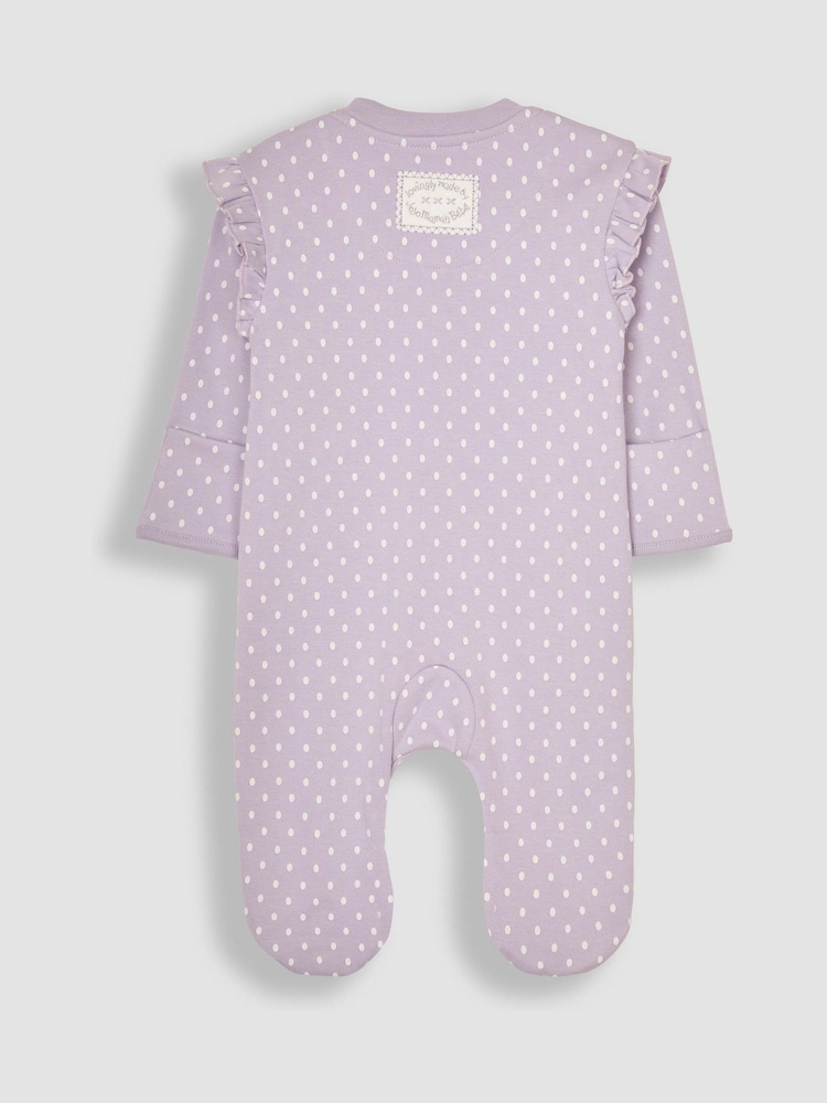 JoJo Maman Bébé Lilac Hedgehog Applique Zip Sleepsuit - Image 6 of 7