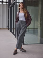 Burgundy Red Premium Genuine Leather Biker Jacket - Image 2 of 8