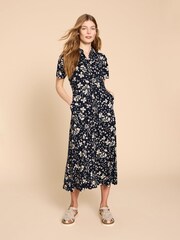 White Stuff Blue Petite Rua Jersey Shirt Dress - Image 1 of 7