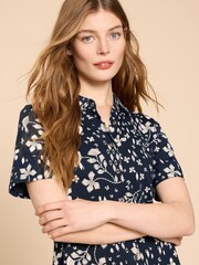 White Stuff Blue Petite Rua Jersey Shirt Dress - Image 3 of 7
