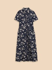 White Stuff Blue Petite Rua Jersey Shirt Dress - Image 5 of 7