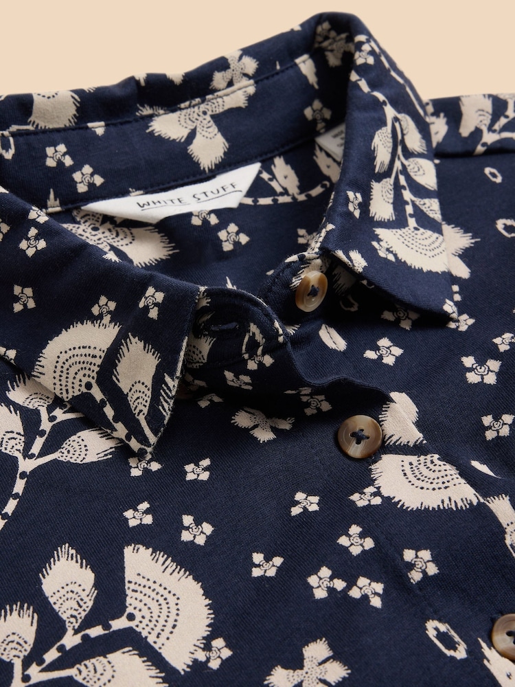 White Stuff Blue Petite Rua Jersey Shirt Dress - Image 7 of 7